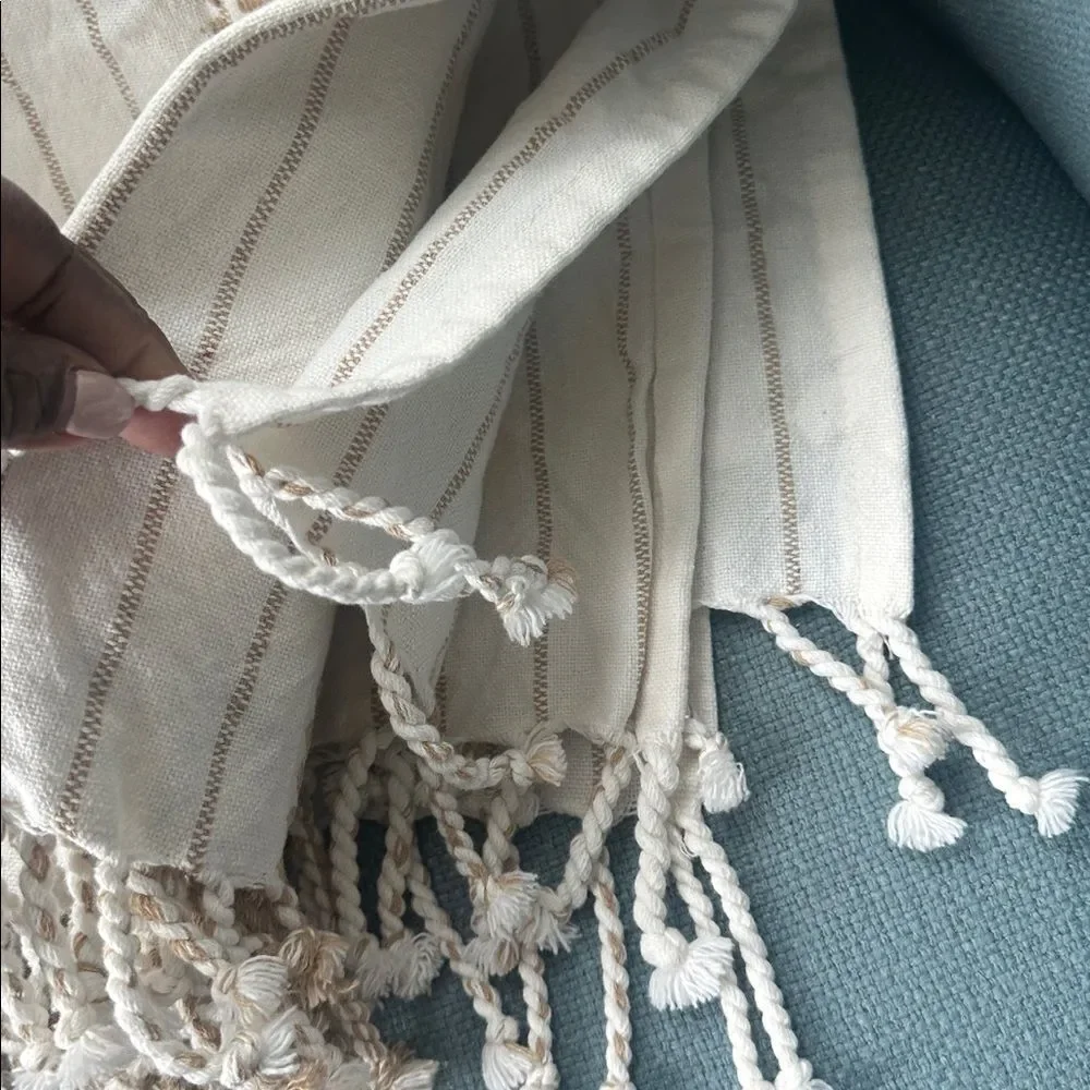 Urban 86 Super Soft Tan & Ivory 100% Cotton Throw Blanket